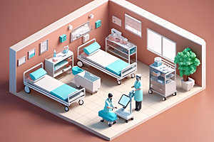 医院诊室医疗场景2.5D模型