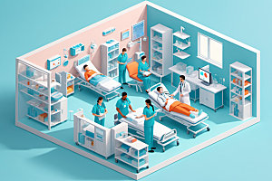 医院医疗场景诊室2.5D模型