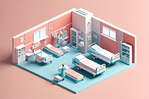 医院医学诊室2.5D模型