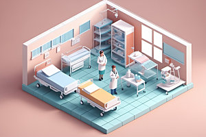 医院剖面诊室2.5D模型