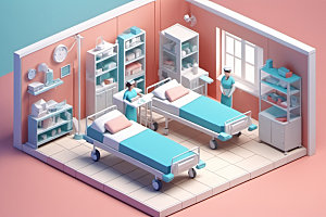 医院医疗场景医学2.5D模型
