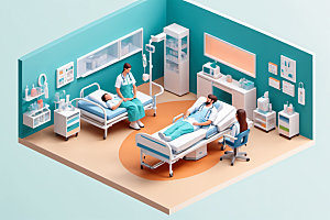 医院治疗室立体2.5D模型