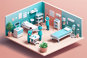 医院病房诊室2.5D模型
