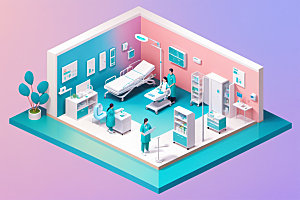 医院病房立体2.5D模型