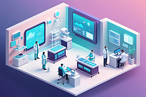 医院病房医学2.5D模型