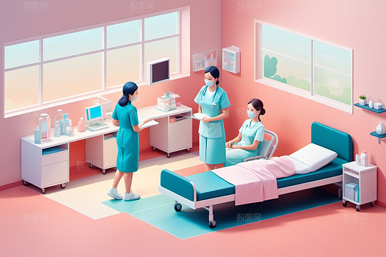 医院病房医护2.5D模型