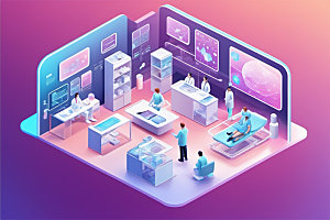 医院剖面病房2.5D模型