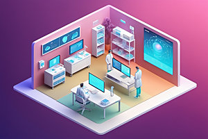 医院医学医护2.5D模型