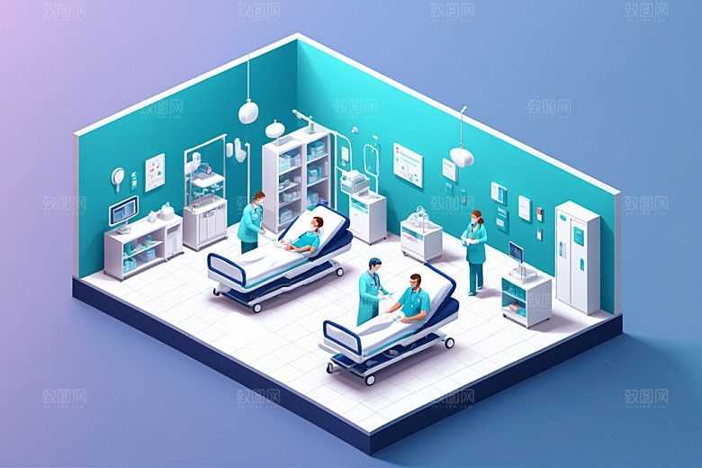 医院病房医护2.5D模型
