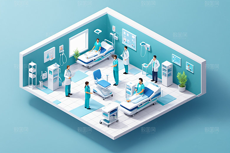 医院病房医护2.5D模型