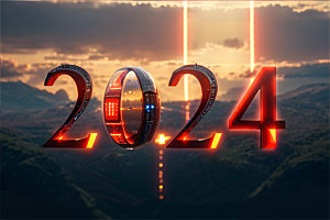 2024年跨年科技感艺术字