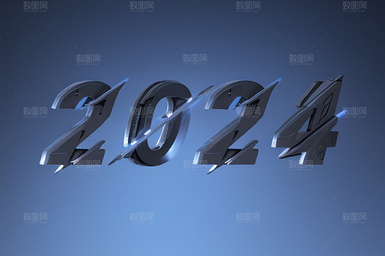 迎新2024龙年立体艺术字