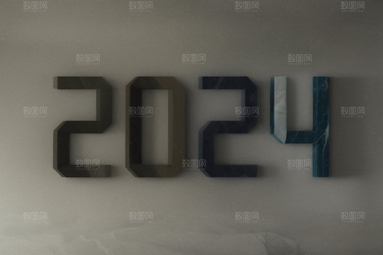 迎新2024龙年3D艺术字