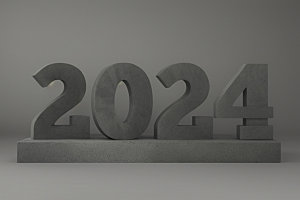迎新2024跨年3D艺术字
