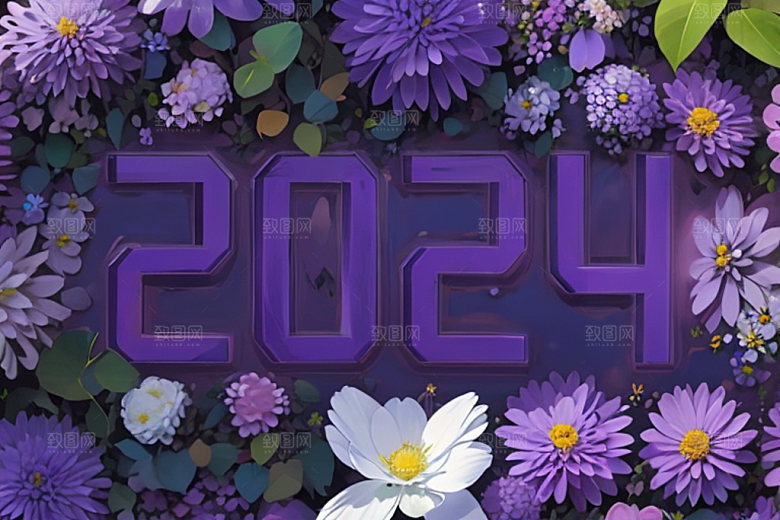 迎新2024时尚跨年艺术字