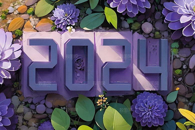 迎新2024创意科技感艺术字