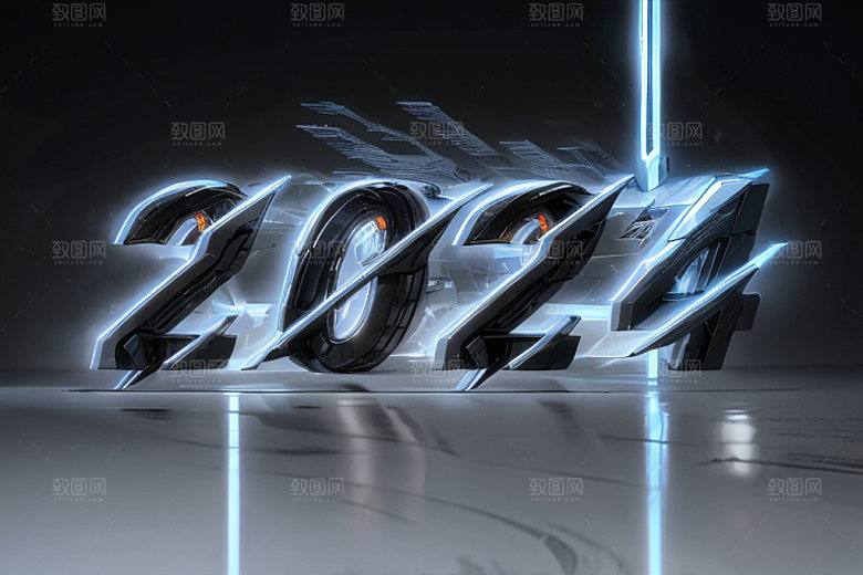 迎新2024时尚新年艺术字