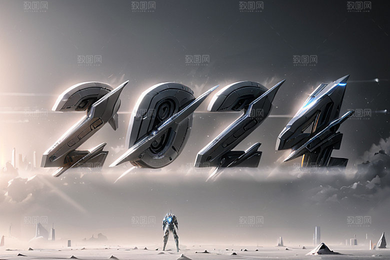 迎新20243D科技感艺术字