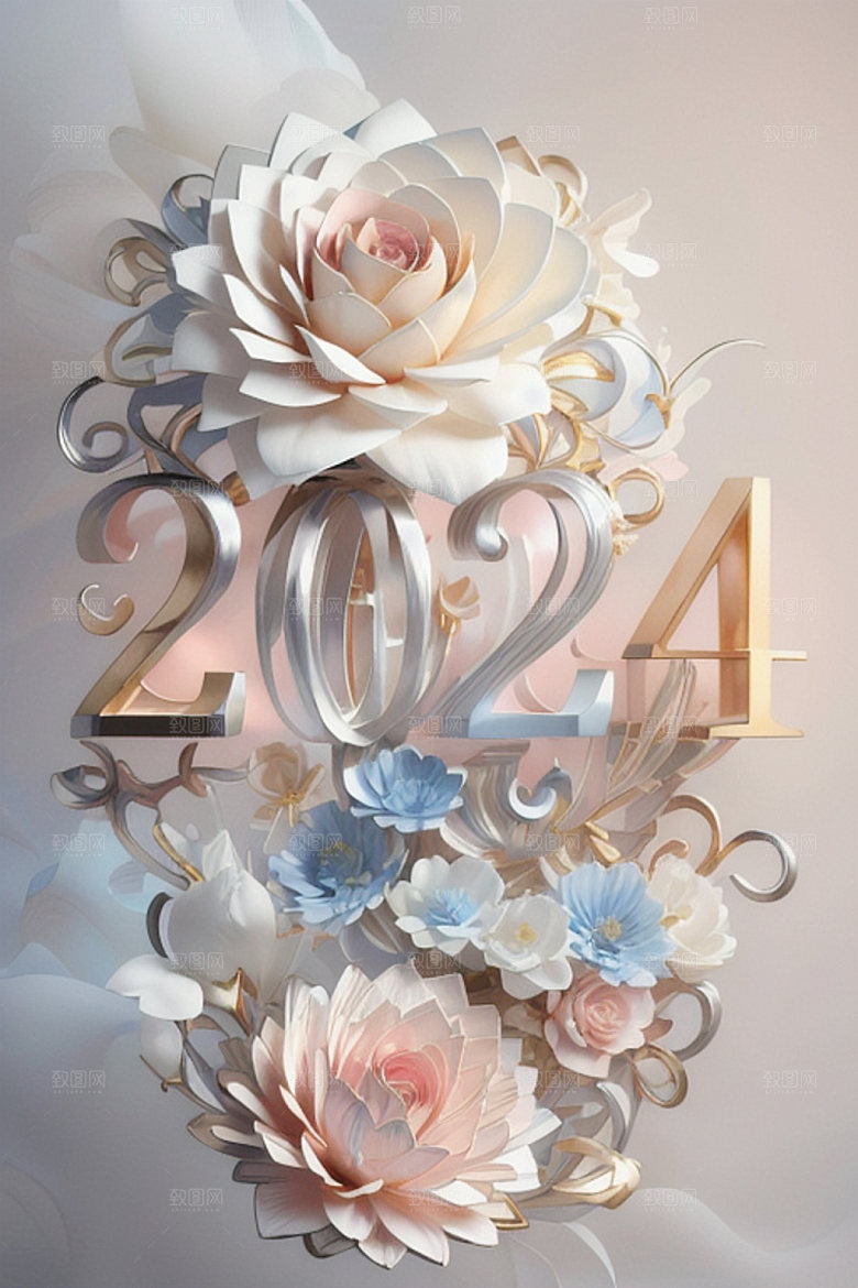 2024年立体跨年艺术字