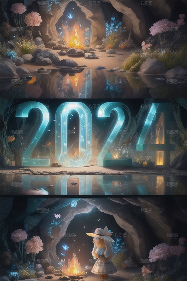 2024年时尚跨年艺术字