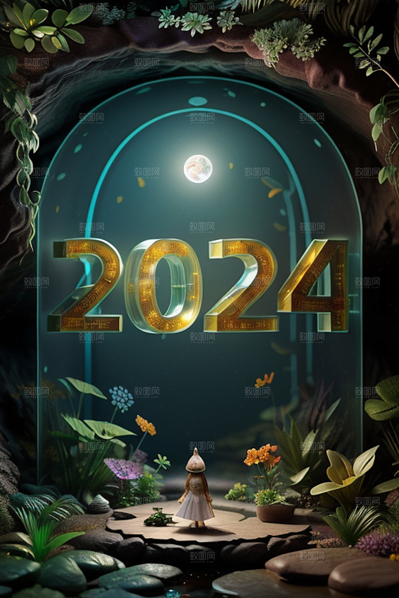 2024年科技感元旦艺术字