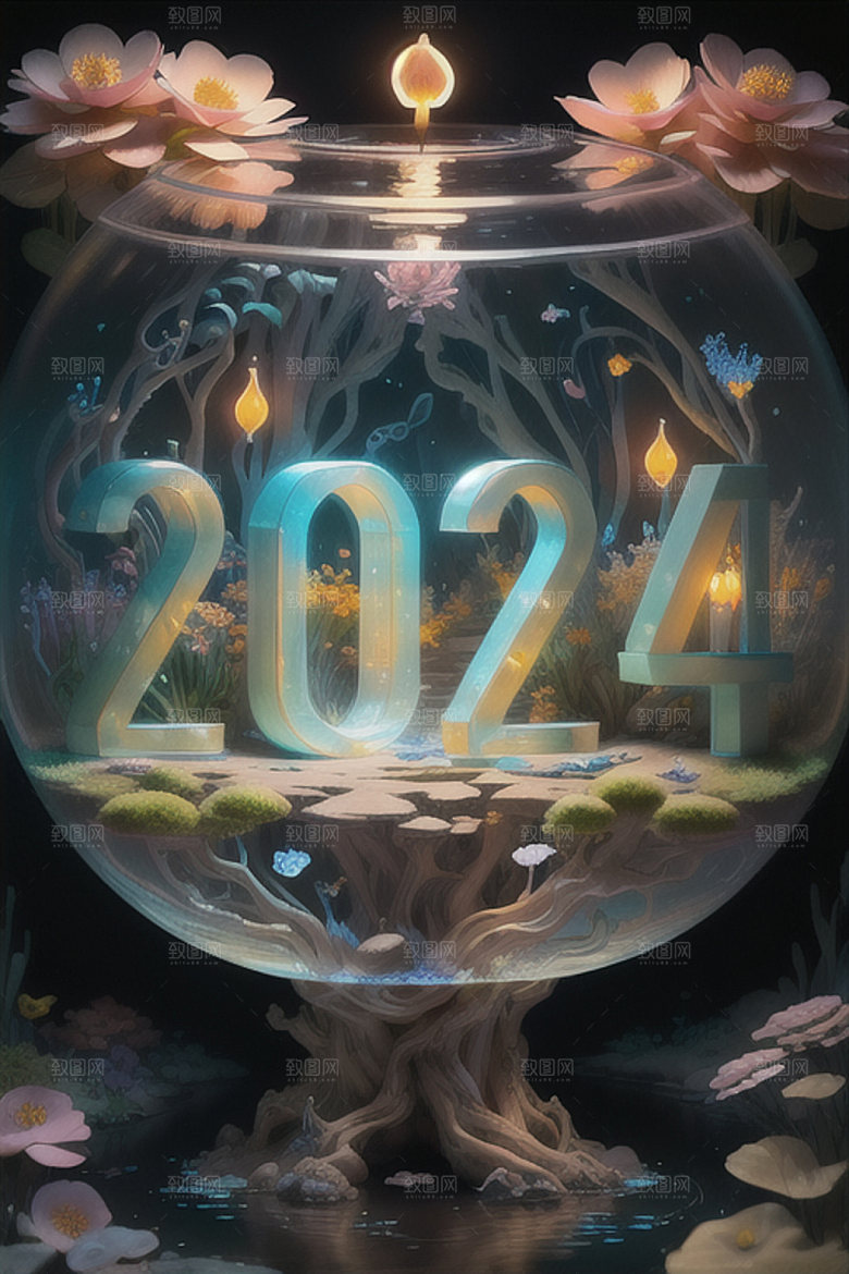 2024年科技感新年艺术字