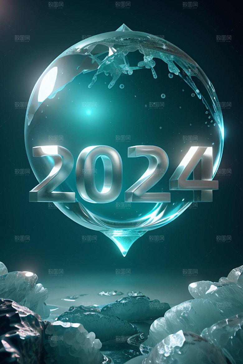 2024年跨年3D艺术字