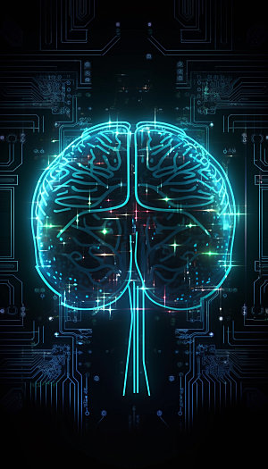 AI大脑未来技术插画