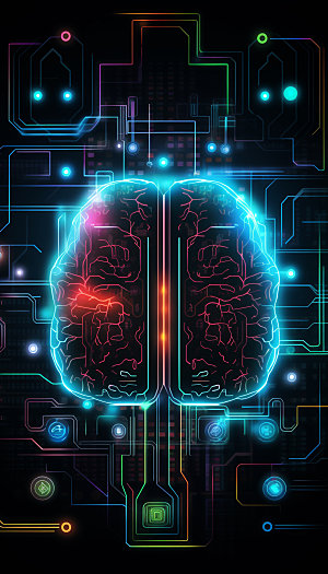 AI大脑数字技术插画