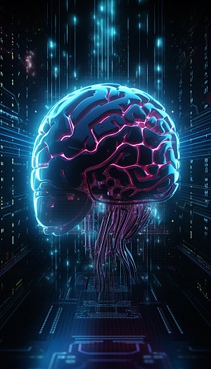 AI大脑科技信息插画