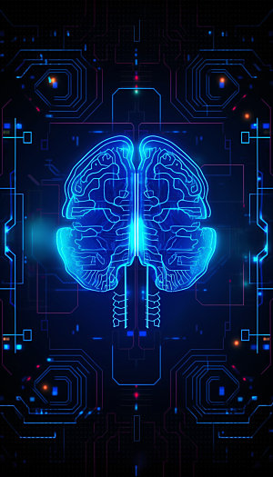 AI大脑光效科技插画