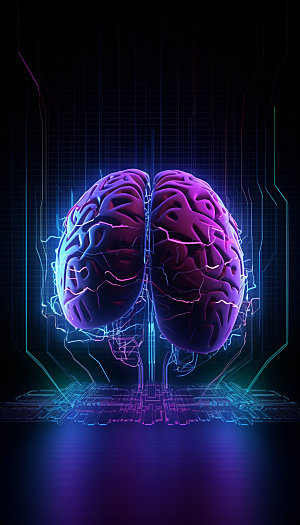 AI大脑未来信息插画