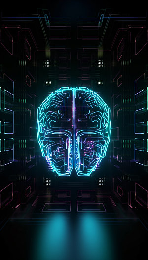 AI大脑电子技术插画