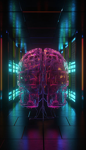 AI大脑数字光效插画
