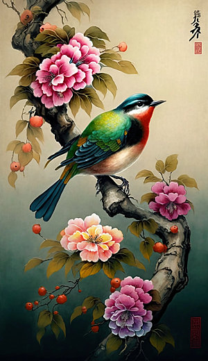 花鸟传统工笔国画