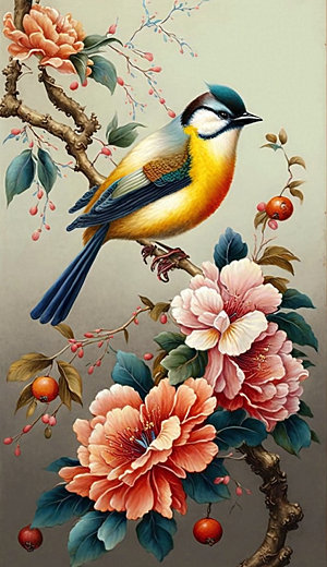 花鸟手绘中国风国画
