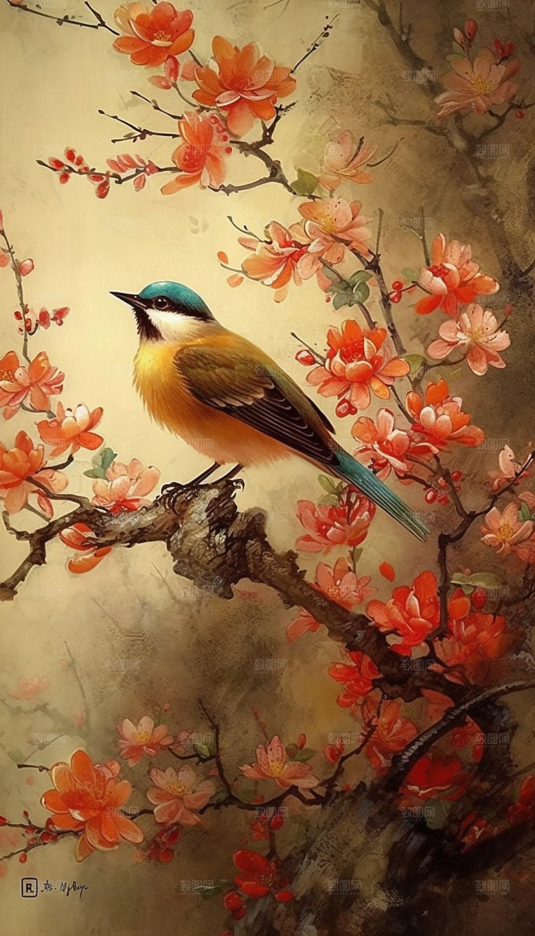 花鸟山水工笔国画