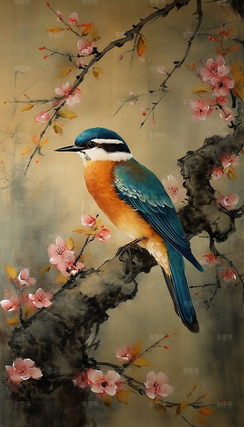 花鸟山水水墨国画