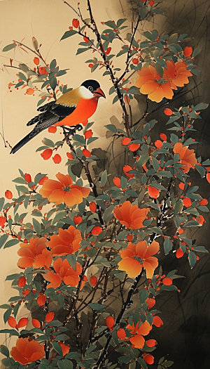 花鸟水墨传统国画