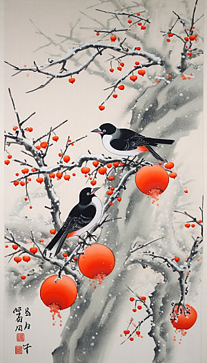 花鸟中式中国风国画
