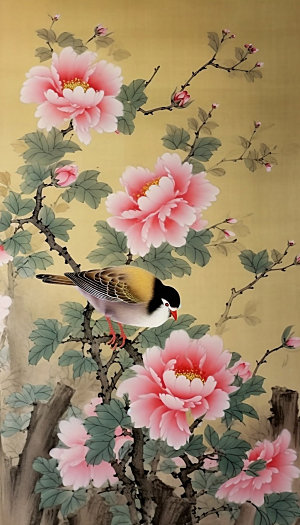 花鸟中式水墨国画