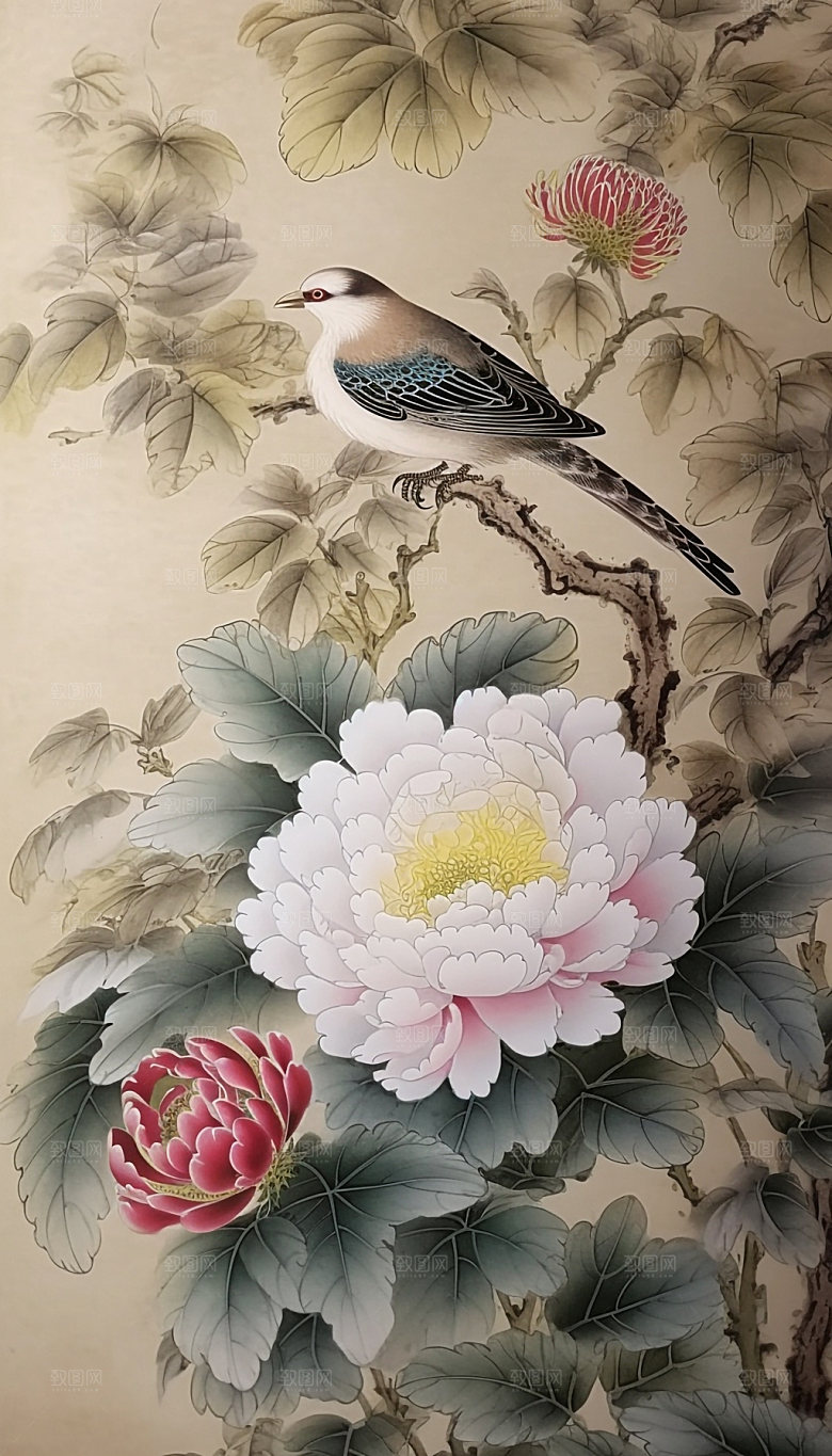 花鸟传统中国风国画