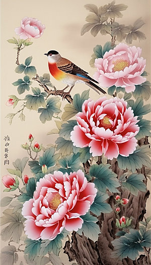 花鸟工笔中国风国画
