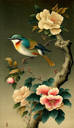 花鸟水墨中国风国画