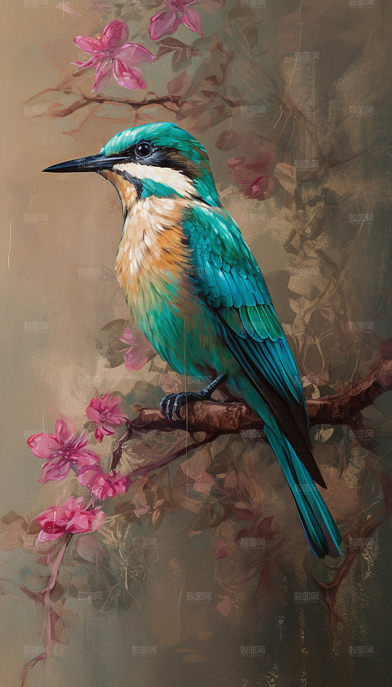 花鸟中国风山水国画