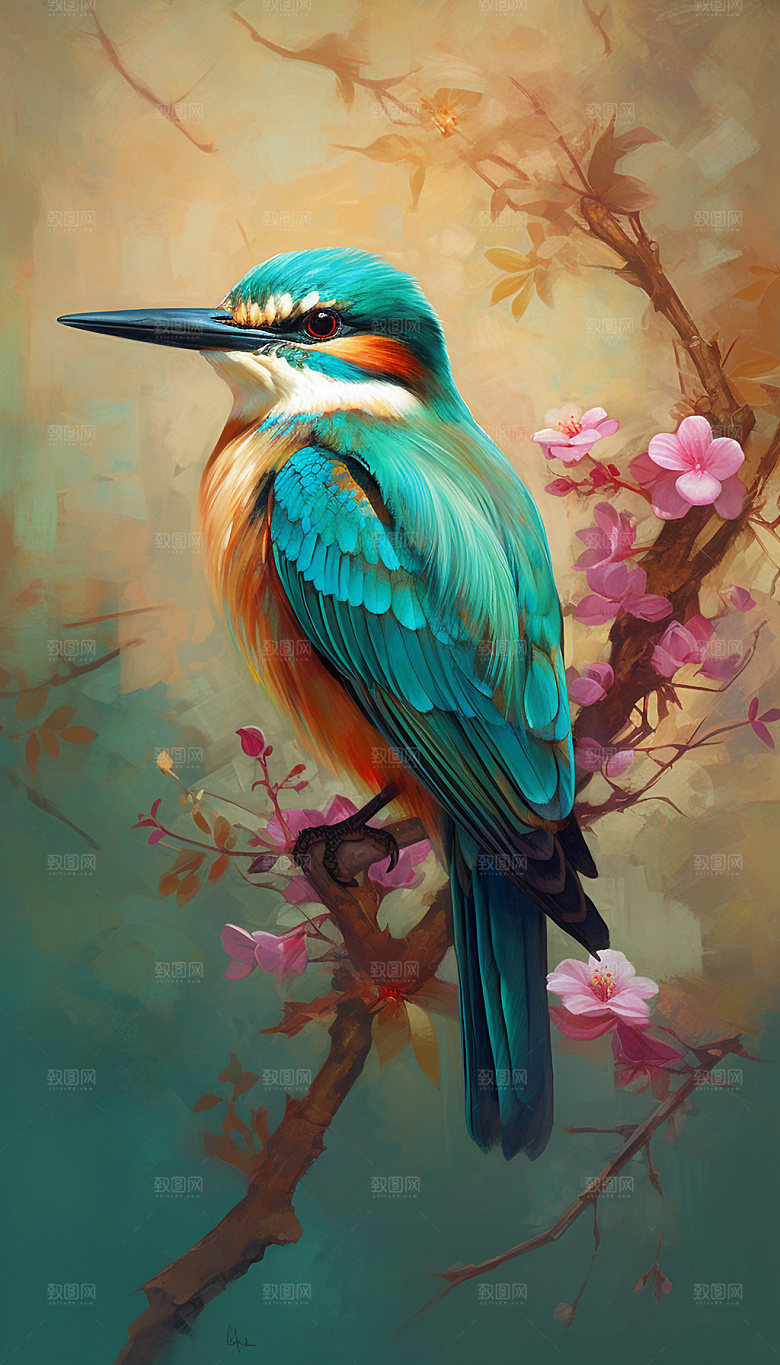 花鸟中国风山水国画