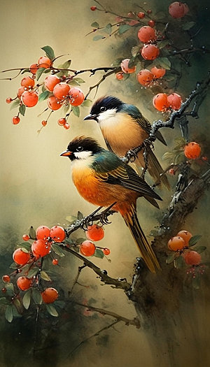 花鸟传统中国风国画