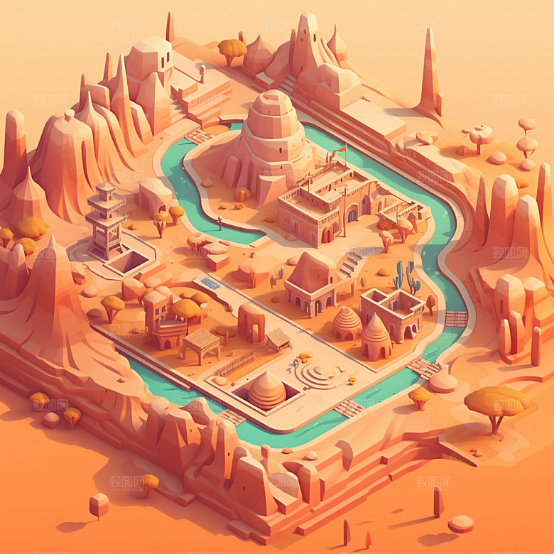 地图旅行森林模型