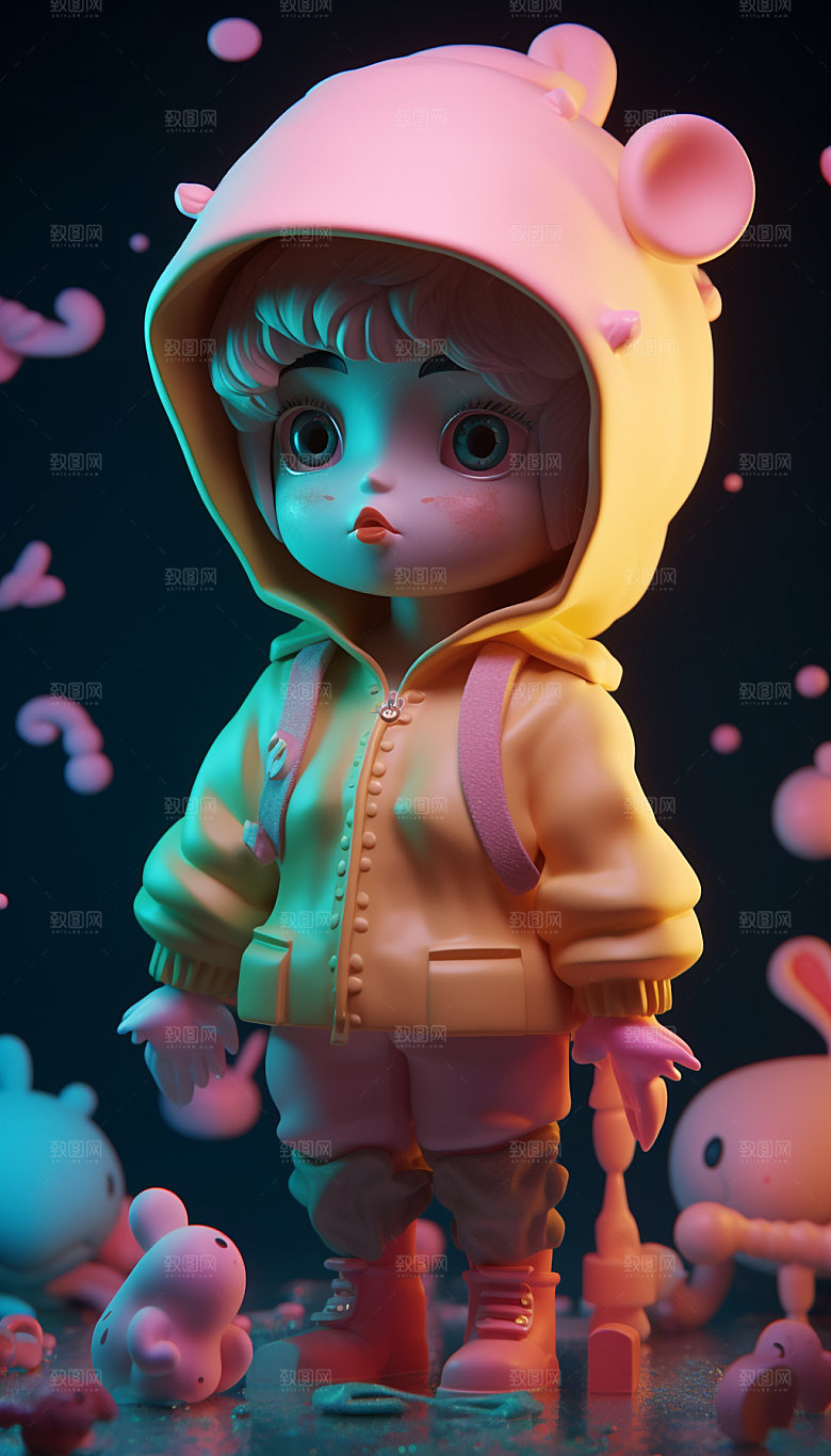 卡通人偶可爱立体模型