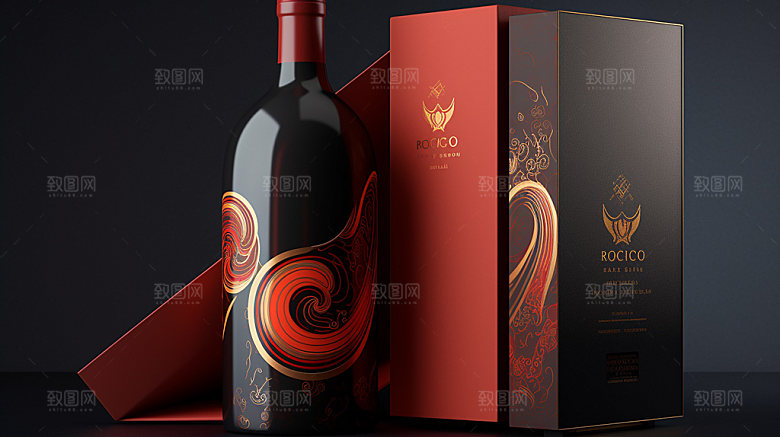 红酒产品瓶身模型